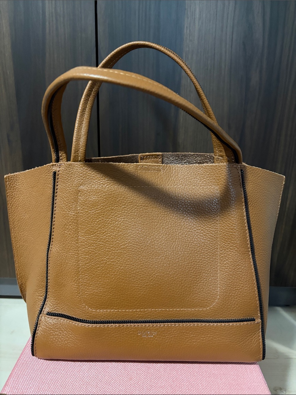 Botkier Cognac Leather Tote with Top Handles